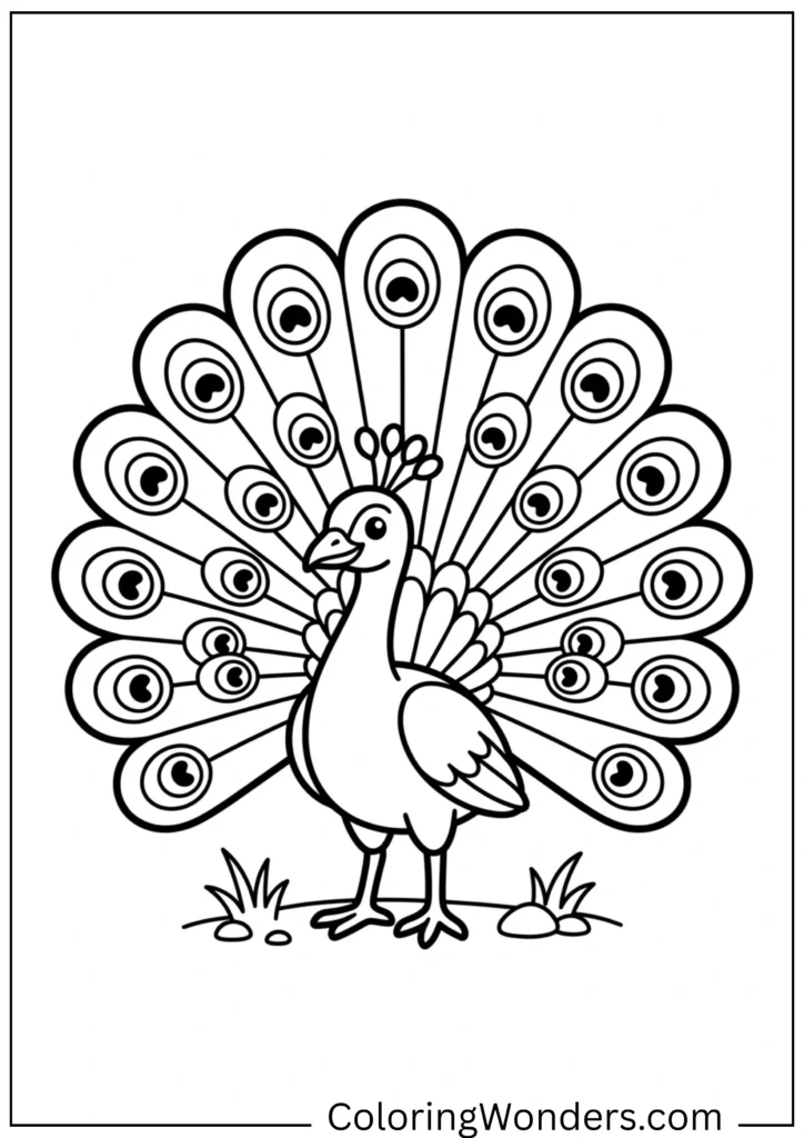 Beautiful peacock coloring sheet
